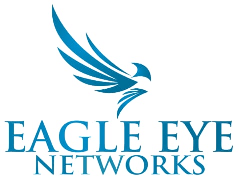Eagle Eye Networks logo featuring a stylized blue eagle in flight above company text
