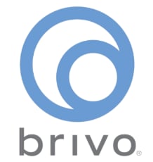 Brivo logo featuring a blue circular design with nested curved shapes and the company name in gray text